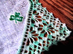 irish linen hanky handmade green lace