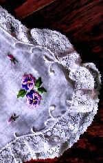 vintage antique wedding brides hanky violets and lace