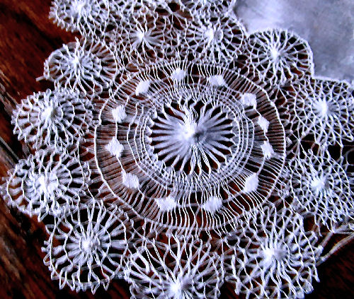 close-up vintage antique wedding  hanky handmade lace