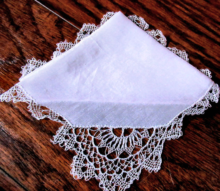 vintage antique white handmade lace  hanky