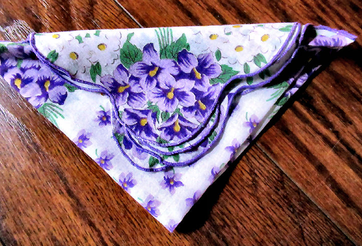 vintage antique hanky purple violets