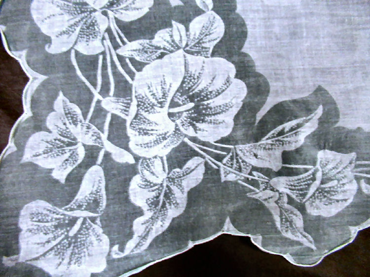 vintage antique hanky white-on-white calla lilies