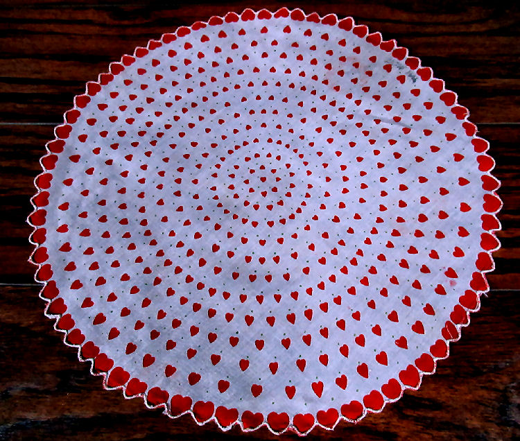 vintage antique round Valentine hanky