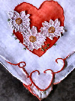 vintage red valentine Appliqued  hearts