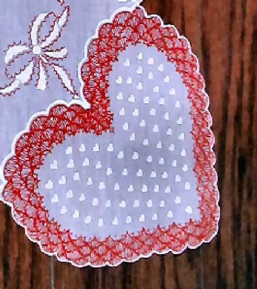 vintage antique Valentine hanky big hearts