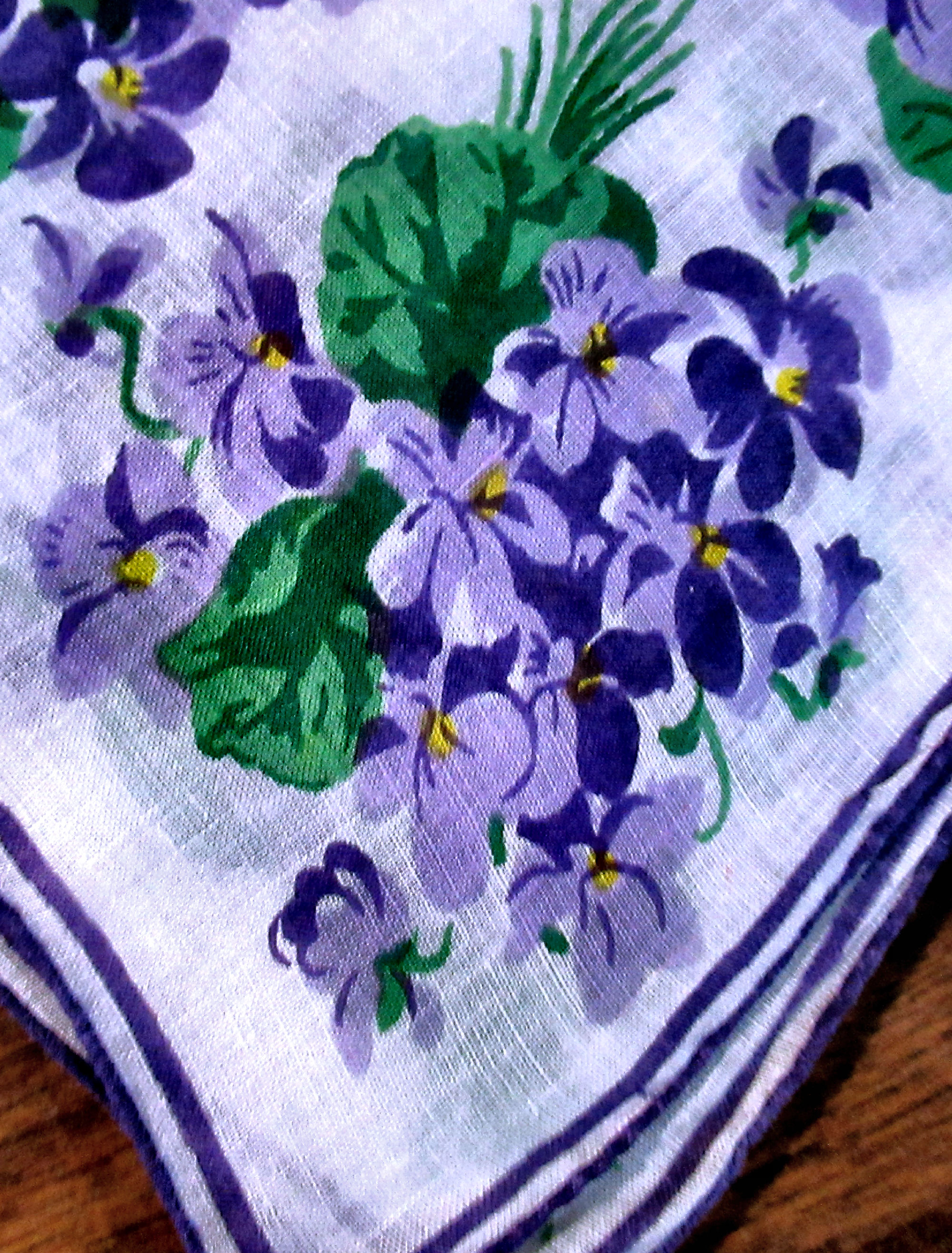vintage antique floral print violets hanky
