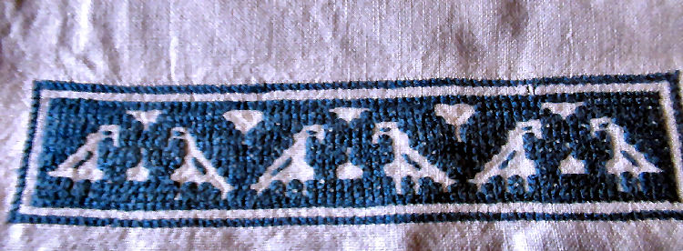vintage  antique handmade hanky bag Blue Assissi Embroidery