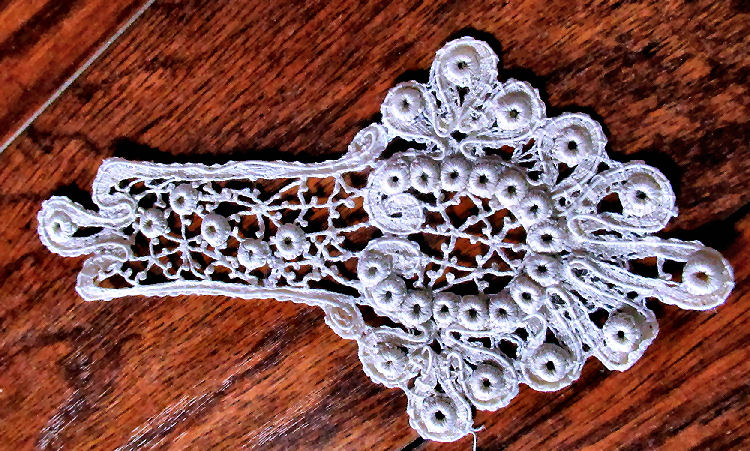 vintage antique handmade lace jabot or dress applique