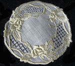 society silk doily with drawnwork lace