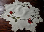 vintage antique linens, lace hankies society silk embroidered table topper