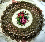 vintage antique petit point rose doily