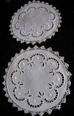 vintage antique pair whitework doilies