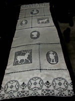 vintage antique linen and figural lace table runner