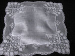 vintage antique linens, lace hankies limerick lace wedding hankie