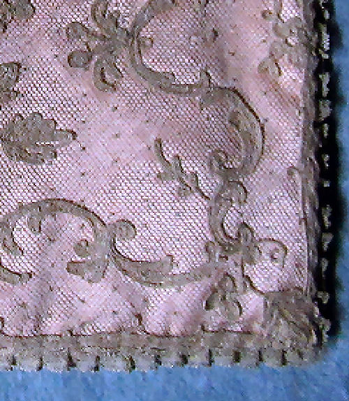 2 vintage  antique handmade lingerie folderd PInk satin tambour lace