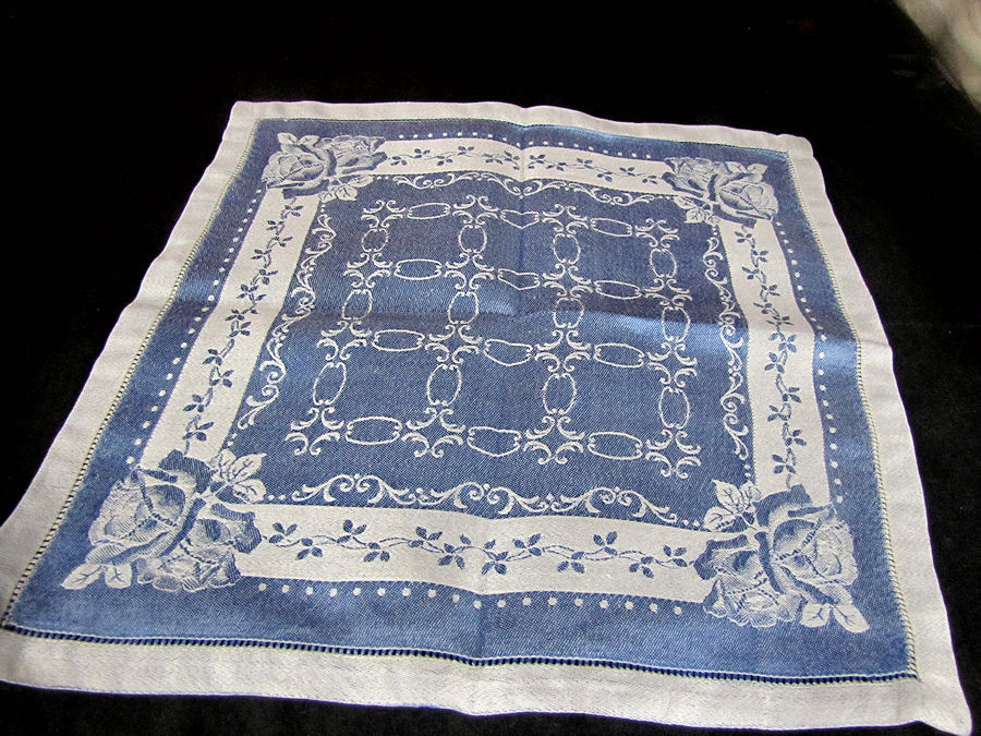  8 vintage antique napkins blue