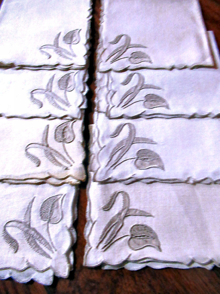 set vintage  antique handmade napkins