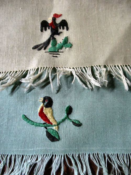 close up birds vintage  antique handmade cocktail napkins