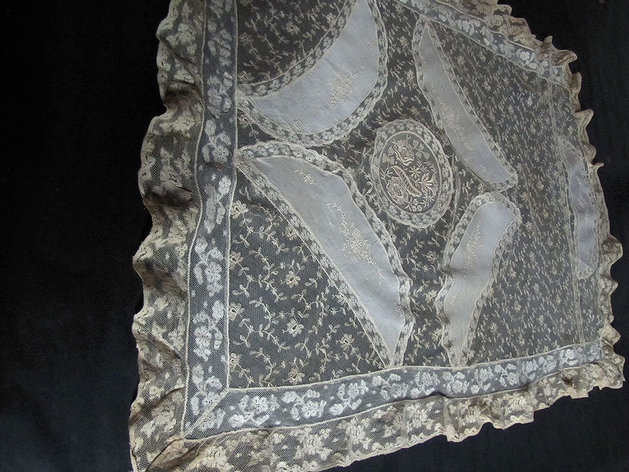 vintage antique normandy lace pram cover