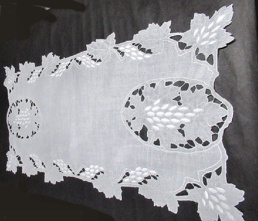 vintage antique table runner handmade lace and whitework