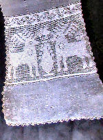 vintage table runner dresser scarf handmade figural lace reindeer