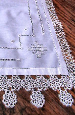 vintage antique table runner dresser scarf linen with handmade lace and embroidery