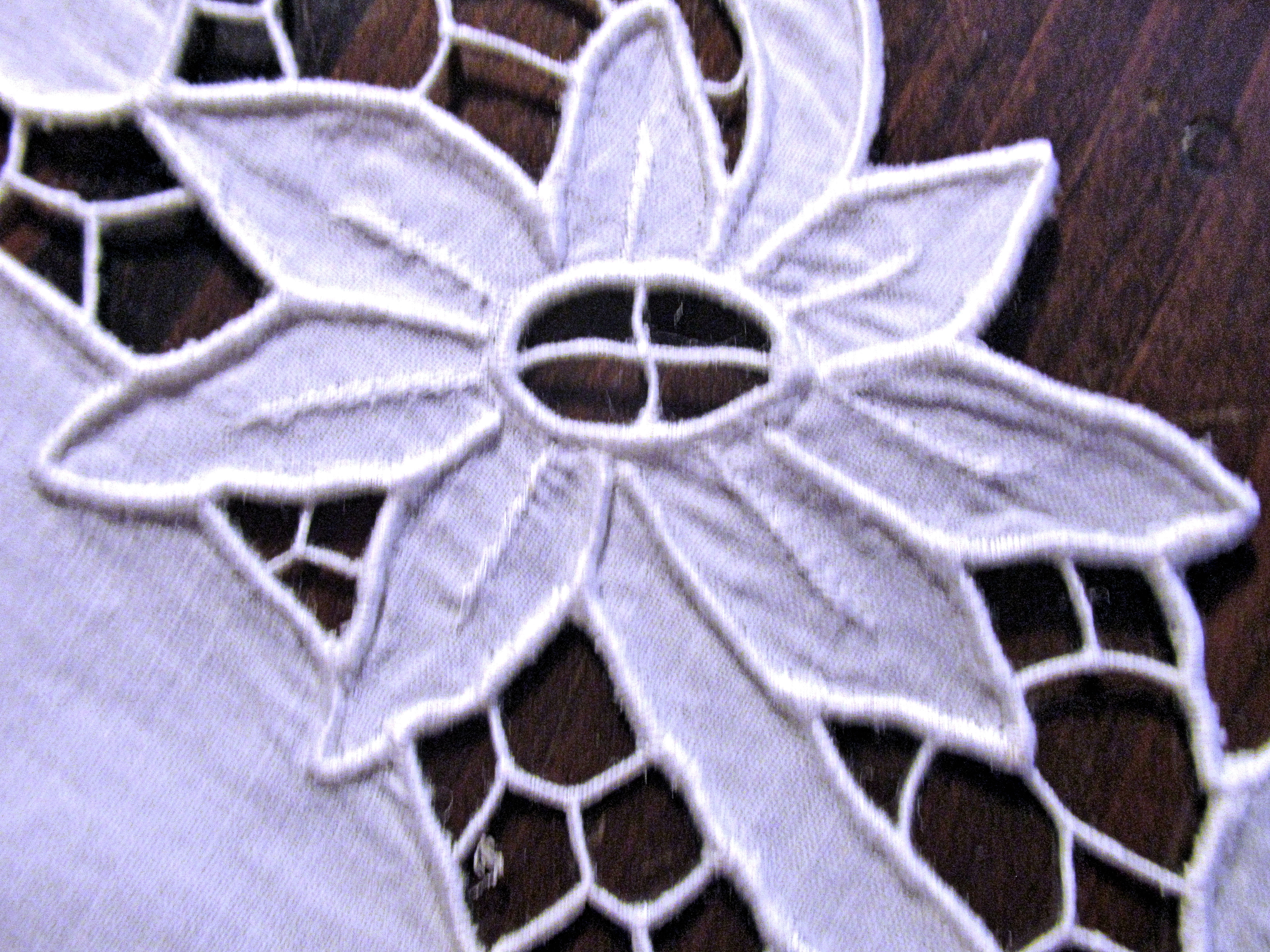 vintage  antique handmade table runner white linen