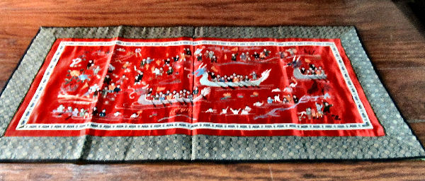 vintage  antique handmade oriental silk table runner