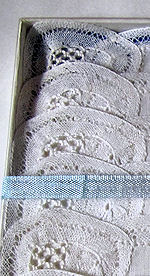vintage Brussels lace cocktail napkins in box